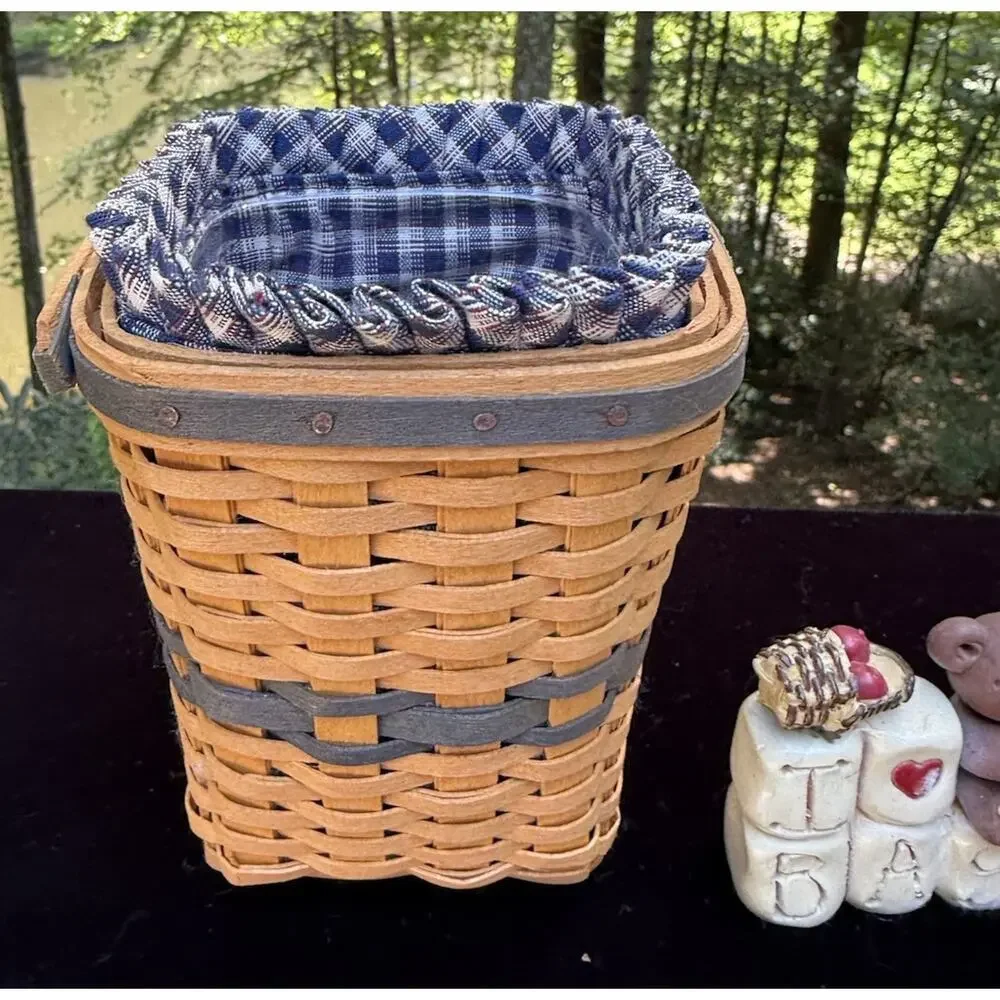 Longaberger 1997 Waste Basket Combo J W Collection Miniature Complete & Figurine